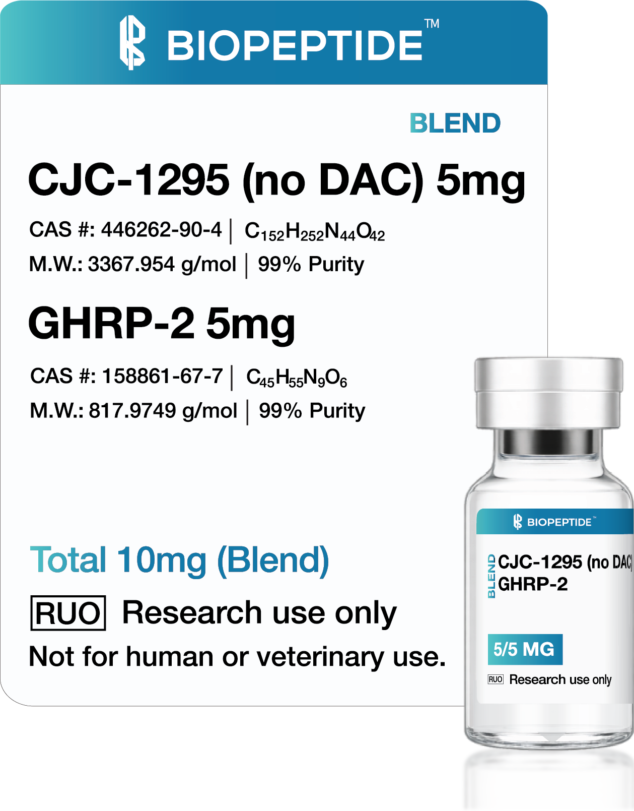 GHRP-2 5mg ×5 + CJC-1295 5mg ×5 (Bundle)